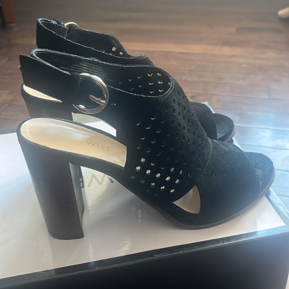 Nine West piomboo open toe chunky heels size 8.5 - Picture 5 of 6